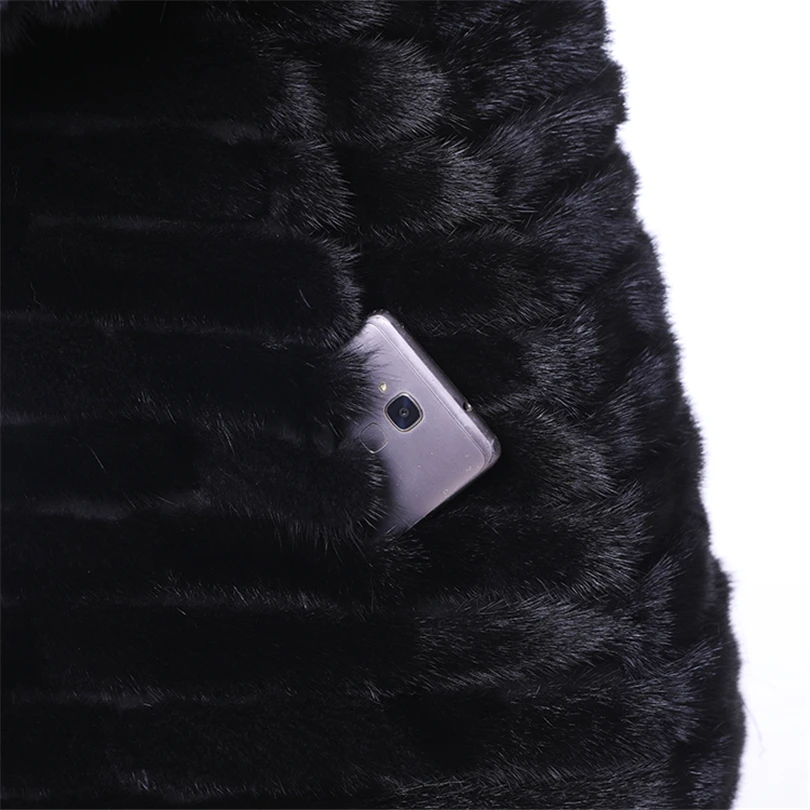 Natural Mink Fur Coats Women 2018 Fashion England Style Genuine Solid Striped Double-face fur Coat For Lady | Женская одежда