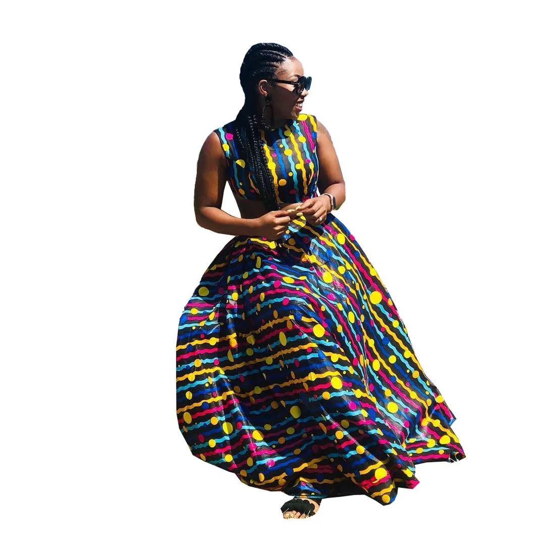 Женский полосатый принт без рукавов в горошек комплект из двух предметов