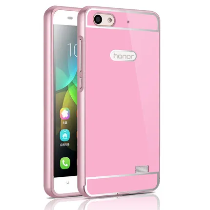 Pink Роскошный чехол для huawei Honor 4x, Зеркальный Алюминиевый бампер, металлическая акриловая задняя крышка для Honor 4 X Play Che2-L11 CHE-TL00, чехол для телефона s - Цвет: Pink