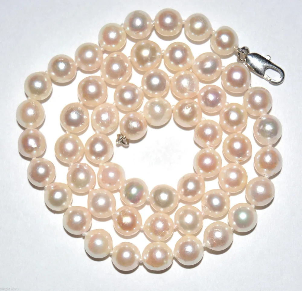 

9-10mm Natural White Color Close Round Cultured Ocean Akoya Pearl Necklace