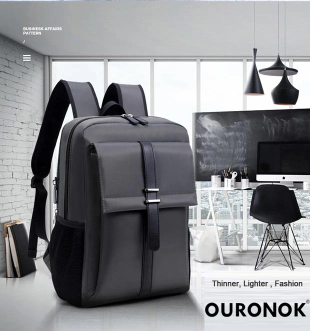 OURONOK Для мужчин двойной Сумка Бизнес рюкзак Для мужчин Для женщин компьютер офисный ноутбук деловые сумки Учащийся сумки