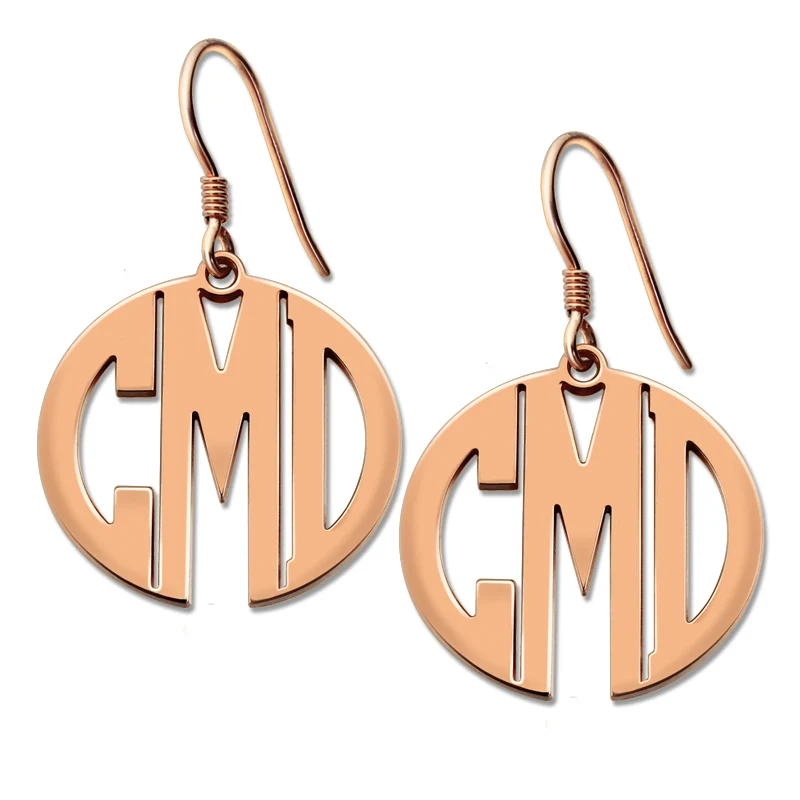 

AILIN Large Monogram Block Earring Rose Gold Color Personalized Monogram Earrings Name Earrings Monogram Jewelry Gift for Her