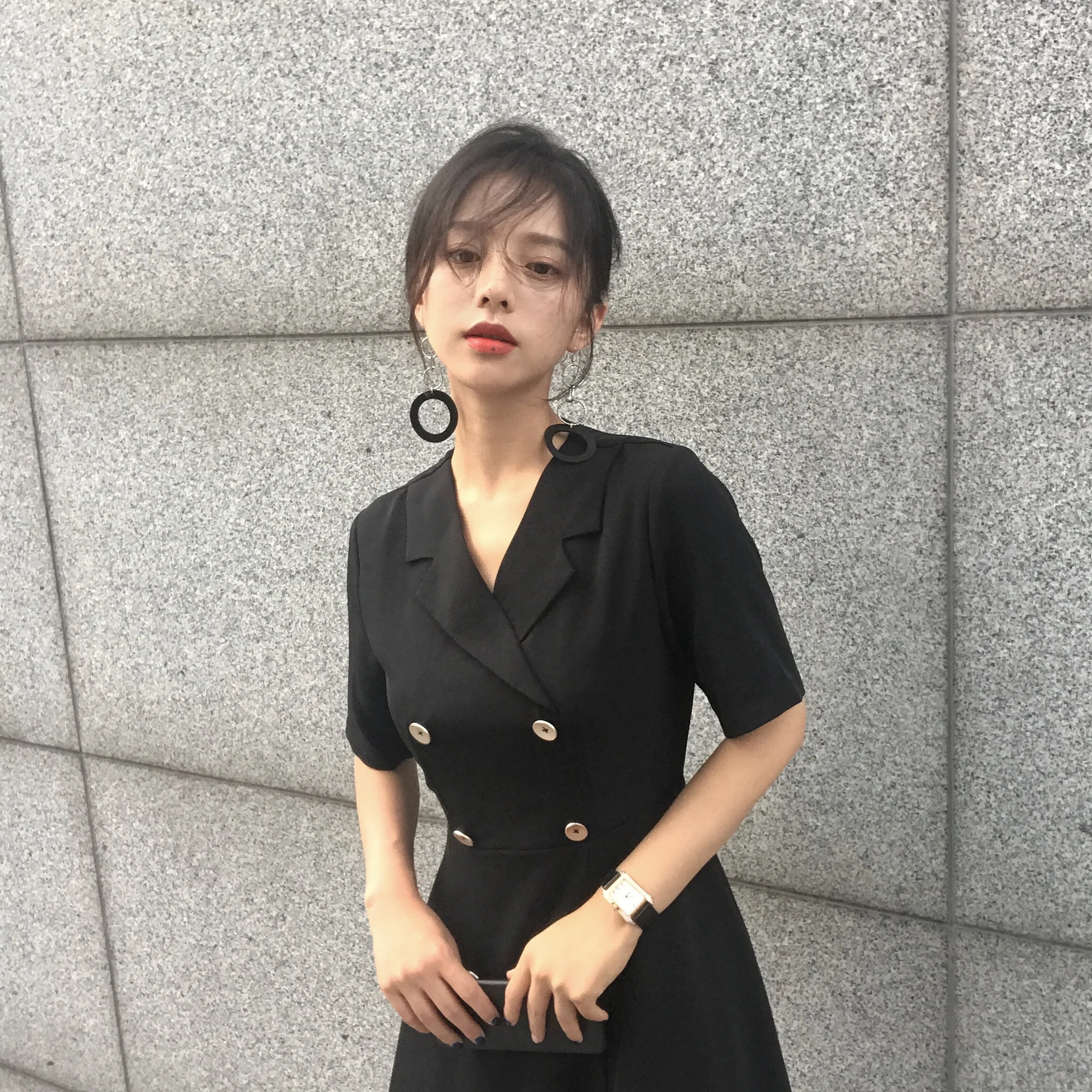 2019 новое летнее черное платье вечерние женские трапециевидные выше колена мини