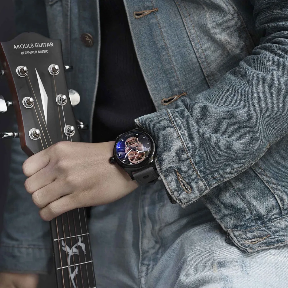 RISTOS Original Mens Sport Japan Quartz WristWatch Creativity SkulL Dial Luminous Clock Male Water Resistant Relogio Masculino | Наручные