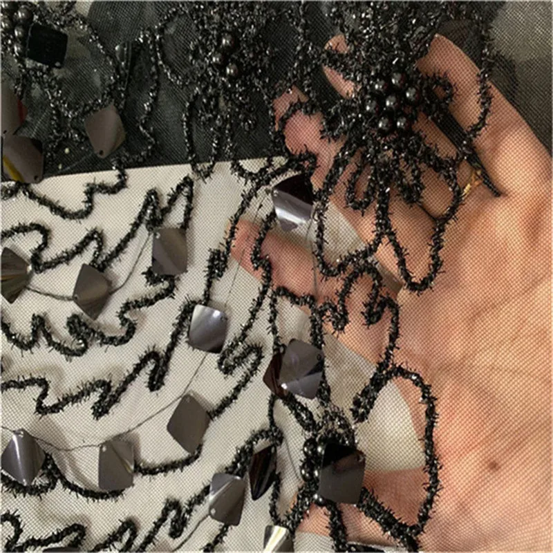Африканская кружевная ткань 3D цветок блестки высокое качество бисер кружево