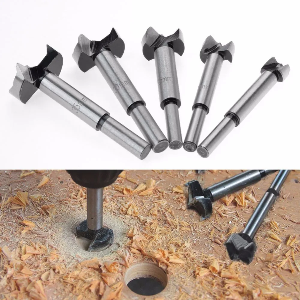 

5pcs Wood Drilling Forstner Drill Bit Self-Centering Hole Saw Cutter Set Woodworking Tools