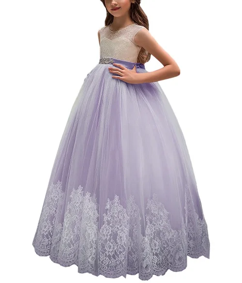 lavender Vestidos/кружевное платье лавандового цвета для девочек на свадьбу; вечернее платье с цветочным узором для девочек; нарядное платье принцессы; детская одежда для девочек; Vestidos De Comunion; - Цвет: lavender