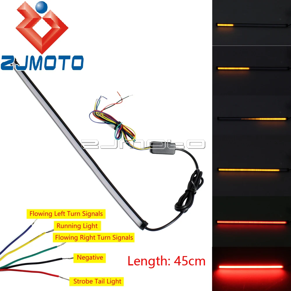 

1 Piece Motorcycle Sequential Strip Tail Lights Switchback Strobe LED Tail Brake Stop Light w/ Flowing Turn Signals
