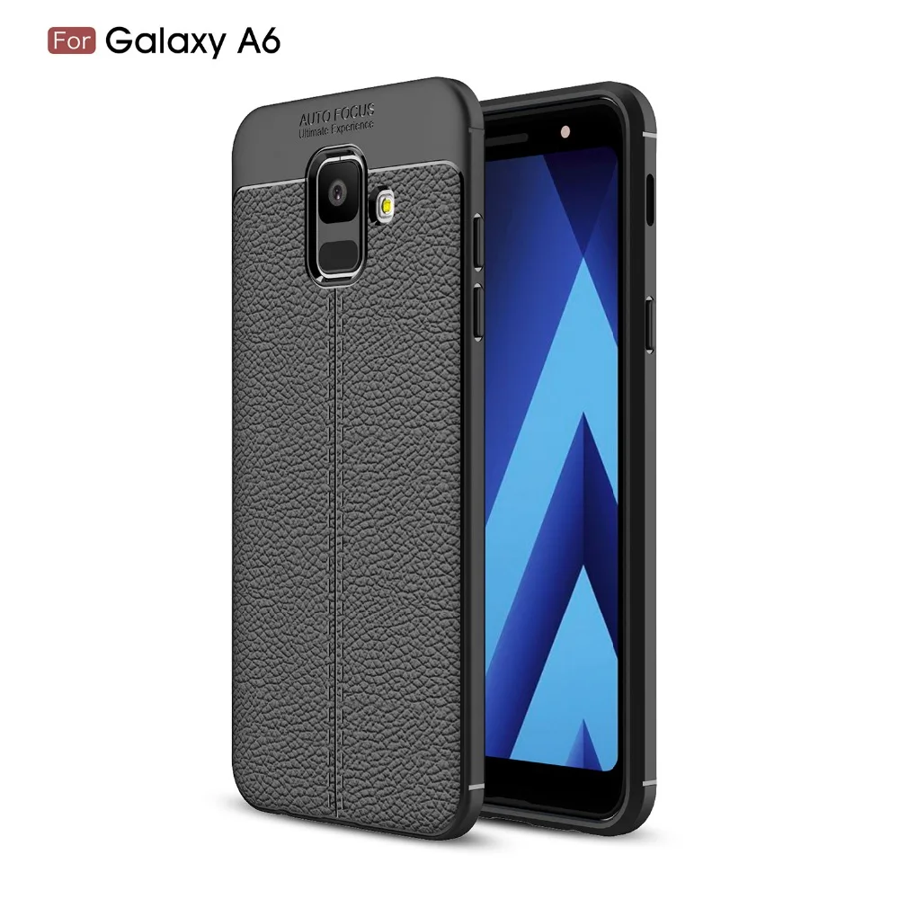 MSK для Samsung galaxy A6 мягкий чехол текстурированная задняя крышка Личи TPU Бесплатный