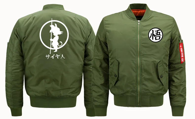 MA-1 аниме Dragon Ball бомбер Военная куртка стиль дышащая jaqueta куртки пилот пальто jaqueta masculina chaquetas homb - Цвет: Bomber002-Green