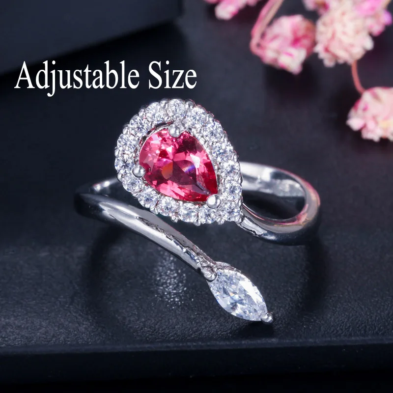 Adjustable Size CWWZircons Stack Skinny Micro Pave CZ Модные женские обручальные свадебные вечерние кольца с кубическим цирконием наборы ювелирных изделий подарок R127 - Цвет основного камня: Adjustable Size