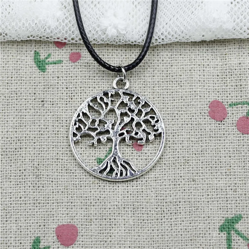 Фото Новая мода старинное серебро подвески Древо жизни 26 мм кулон Цепочки и ожерелья