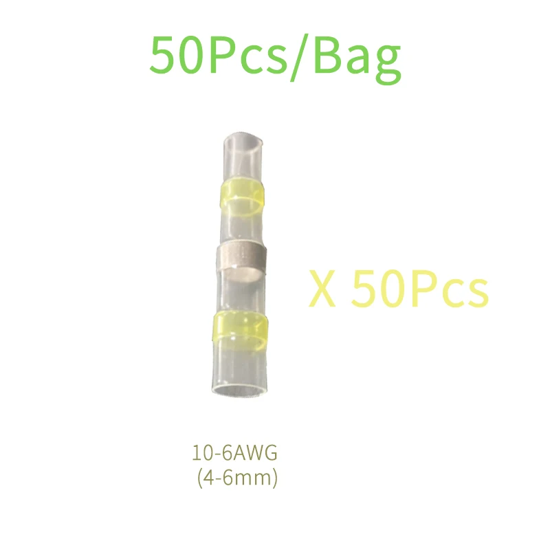 50Pcs Yellow-Bag 50 100 200 250 шт Термоусадочные Припоя рукава стыковые провода соединитель водонепроницаемый терминалы набор для автомобиля Авто Лодка дом - Цвет: 50Pcs Yellow-Bag