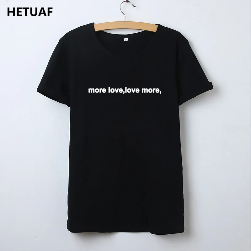 Женская хипстерская футболка HETUAF More Love забавная в Корейском стиле женские летние