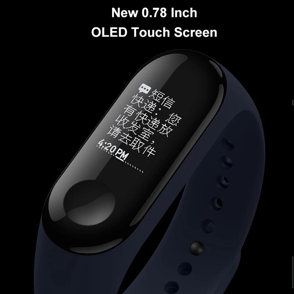 Оригинальный Xiaomi Mi Band 3 умный Браслет многоязычный OLED сенсорный экран фитнес