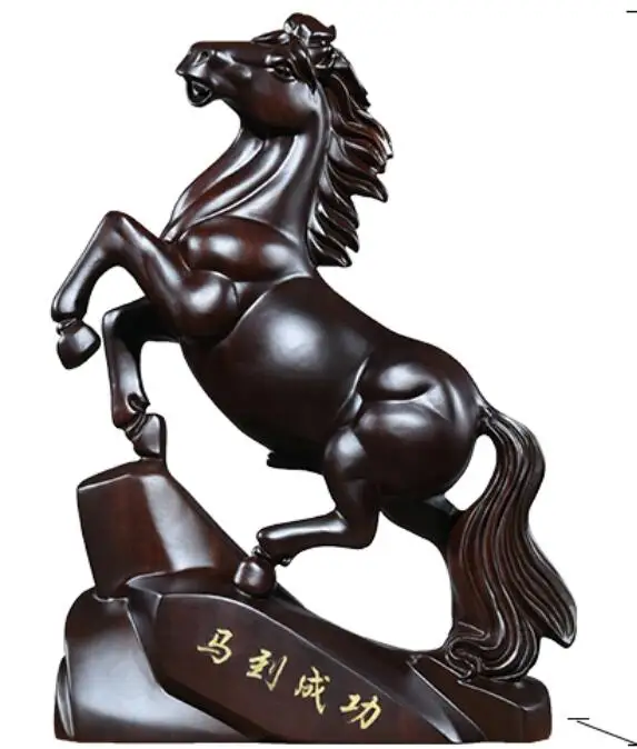 

Черный вырезано из черного дерева лошади с твердой древесины резной деревянный конь мебели реальные троянским конем принт украшения cculpture ...