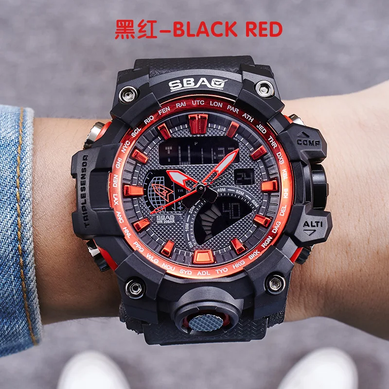 Модный бренд SBAO спортивные супер классные Мужские кварцевые цифровые часы