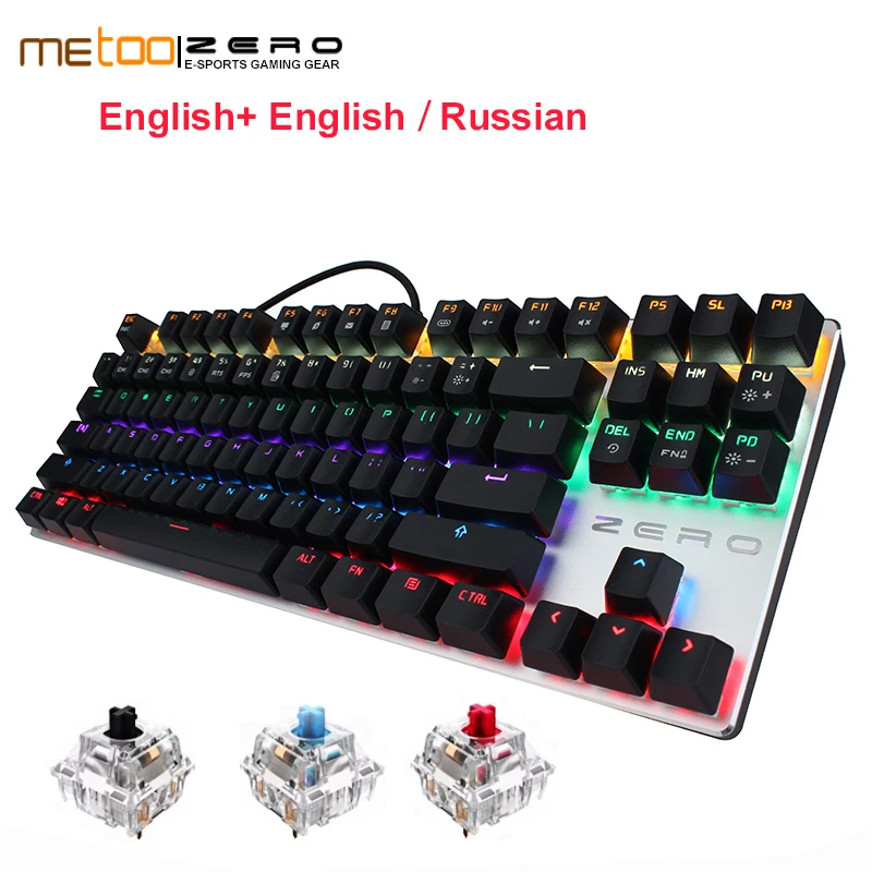 Metoo оригинальная игровая клавиатура русская механическая 104 клавиши usb Проводная
