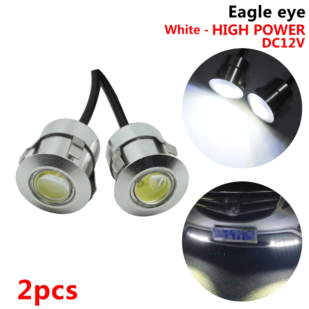 

2pcs Reversing Radar LED Eagle Eye Light 9W Daytime Running Lights Car Auto Backup Reverse Taillight Lamps 12V Pure White Bulbs