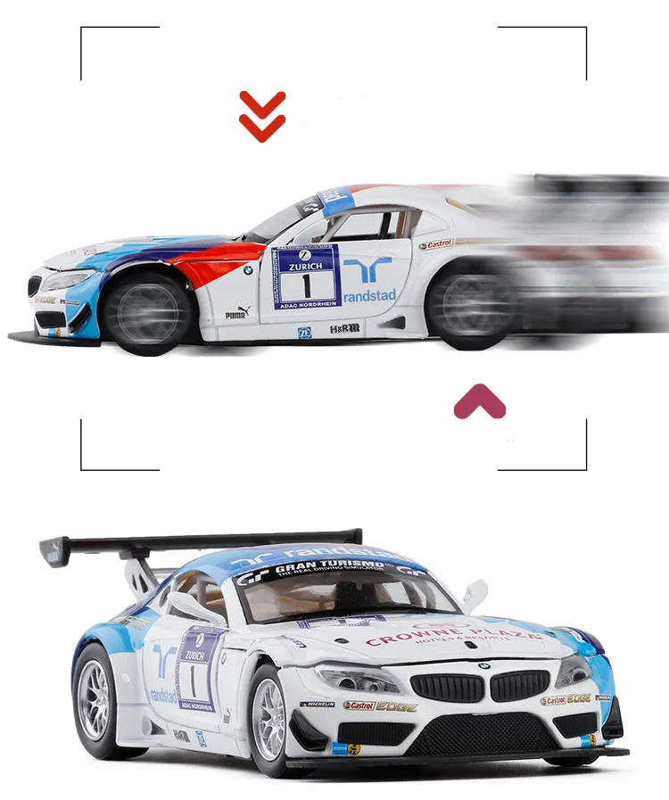 1/32 Z4-GT3, игрушечный автомобиль, модель автомобиля из сплава, детские игрушки, подлинный коллекционный подарок для внедорожника