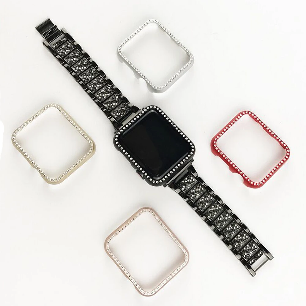 Алмазный чехол для Apple watch series 3/2 42 мм/38 мм IWATCH алюминиевый сплав рамка Кристалл