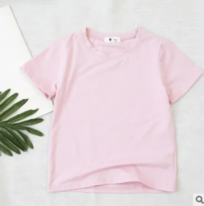pink Летняя футболка для маленьких девочек однотонная повседневная детская футболка для мальчиков, детская одежда с короткими рукавами для детей возрастом от 1 года до 9 лет, BC418 - Цвет: pink
