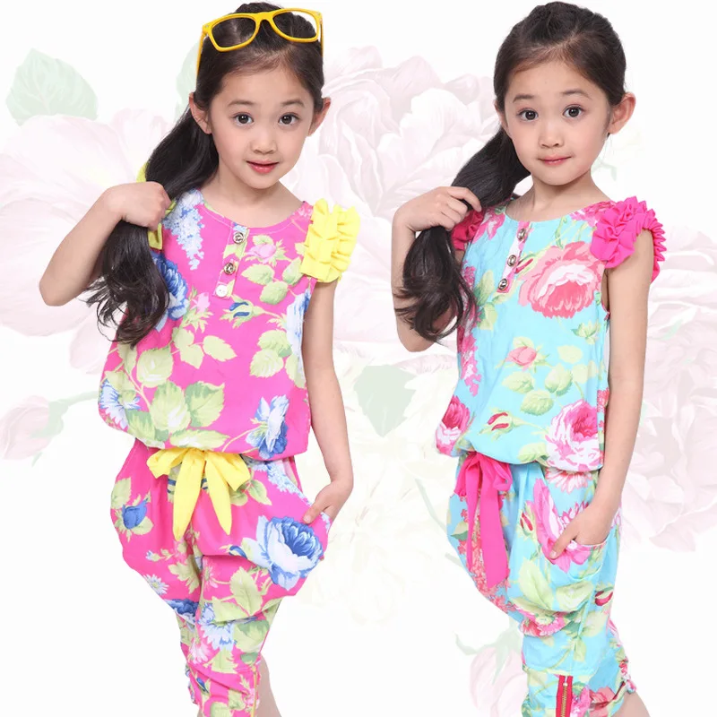 Комплект для девочек с круглым вырезом Повседневная одежда Vetement Fille Костюм