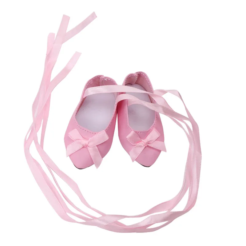 Кукольная обувь для девочек 18 дюймов Розовая кружевная танцевальная балетные
