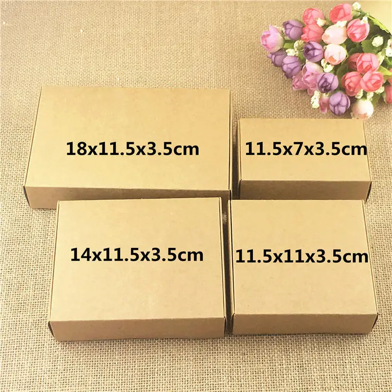 50Pcs/Lot Four Size Kraft Paper Brown Plane Boxes For Thanksgiving Festival Dessert Muffin Flower Gifts Storage Container Box | Дом и сад