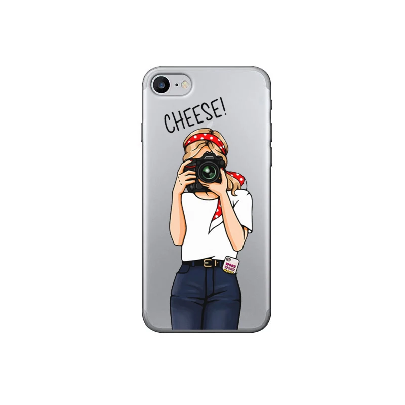 Trabalho Moda Patrao Duro Menina Caso de Telefone Para o iphone X 8 7 6 Plus 5 4 для девочек женщин Da Tampa