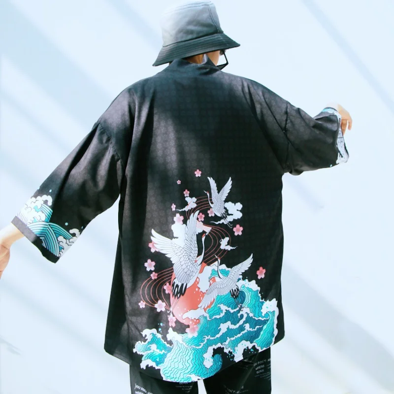 

Кимоно-кимоно Yukata, черно-белое кимоно в стиле бохо для мужчин, японское кимоно для каратэ, FF2106, 2019