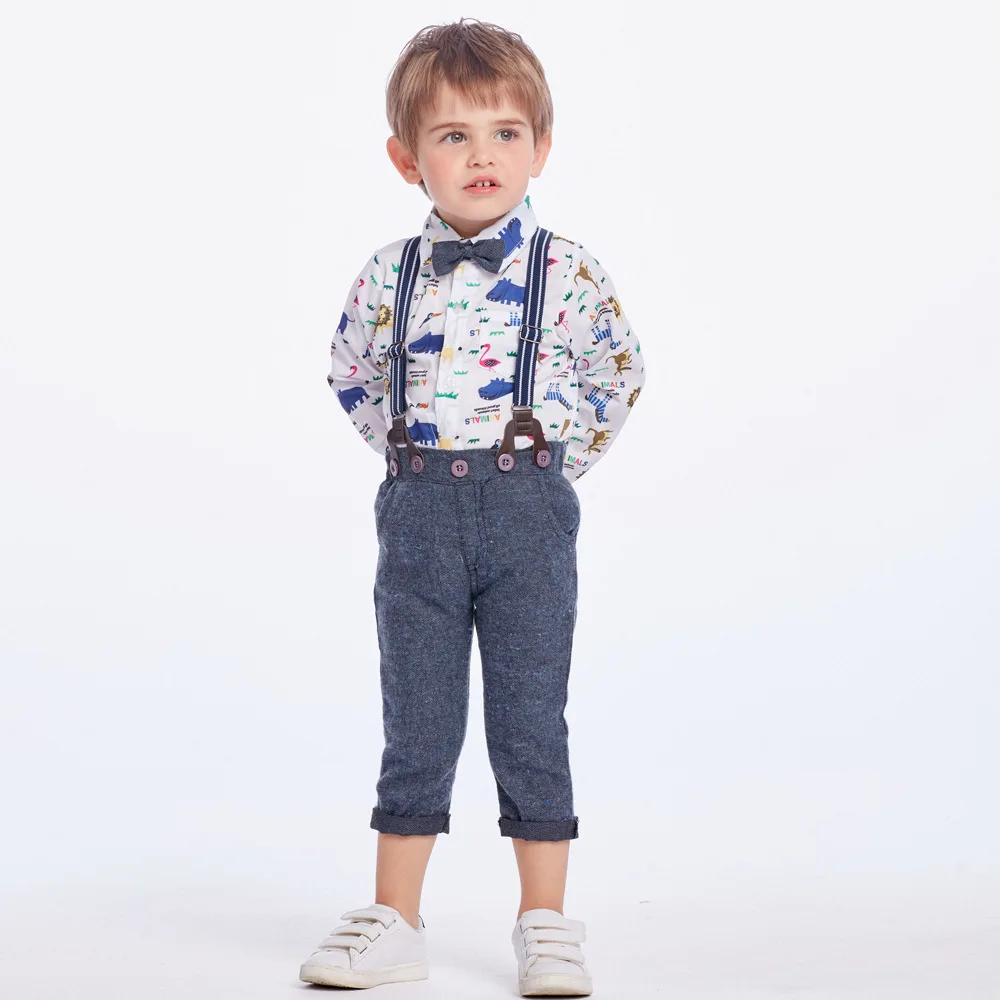 Костюм для новорожденных мальчиков комплект из 3 предметов: комбинезон с принтом