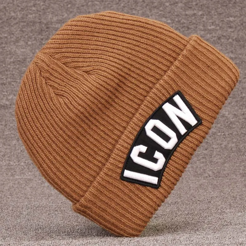 DSQICOND2 Skullies шапочка вышивкой Лыжный Спорт Трикотажные Шапки значок Для женщин Для мужчин зимние Кепки теплые шапки бэги вязать Skullies капот Кепки s - Цвет: Хаки