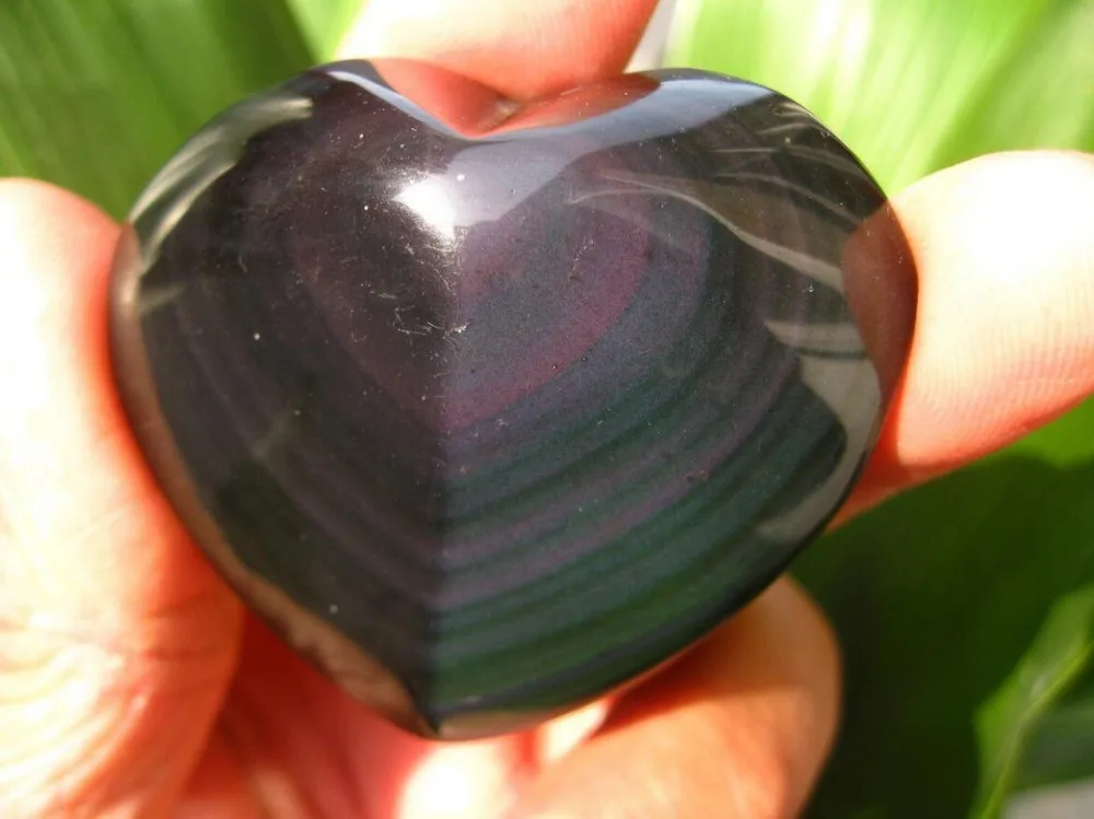 

63g NATURAL Rainbow Obsidian quartz crystal heart healing