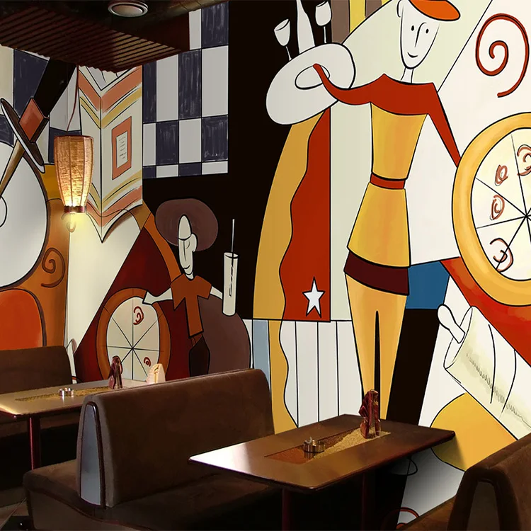 3D обои на заказ для диеты пиццы ресторана ручная работа абстрактные фигурки