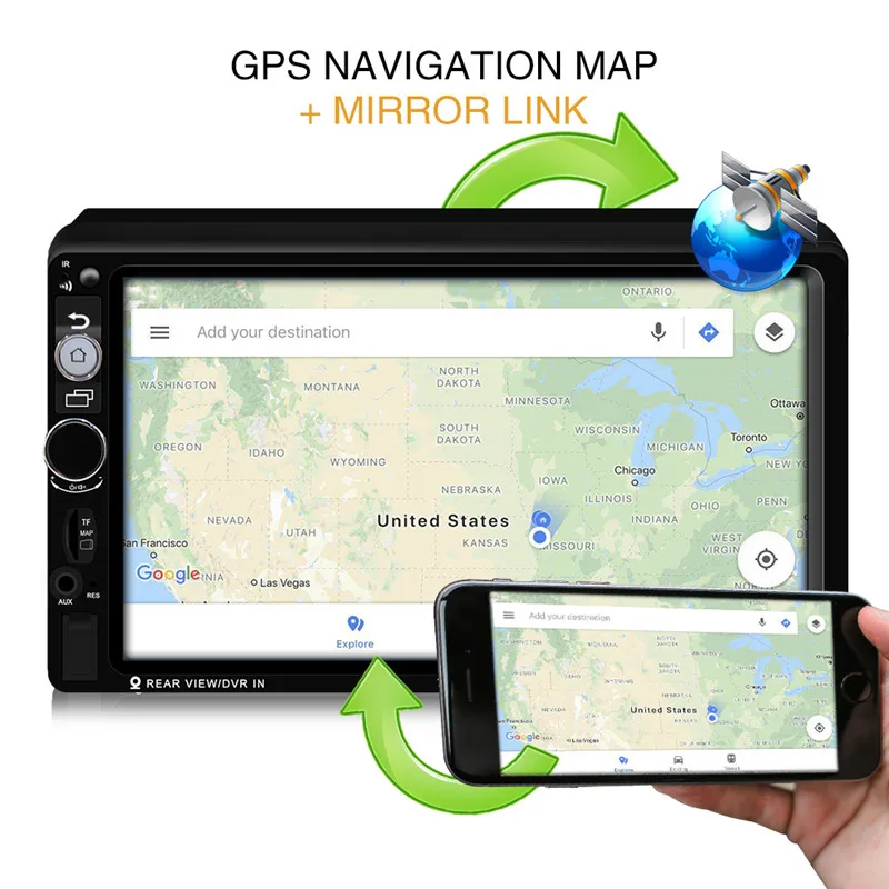 7 'ƈDIN Android автомобильный MP5 GPS навигация Мультимедиа FM радио плеер с Wifi Bluetooth