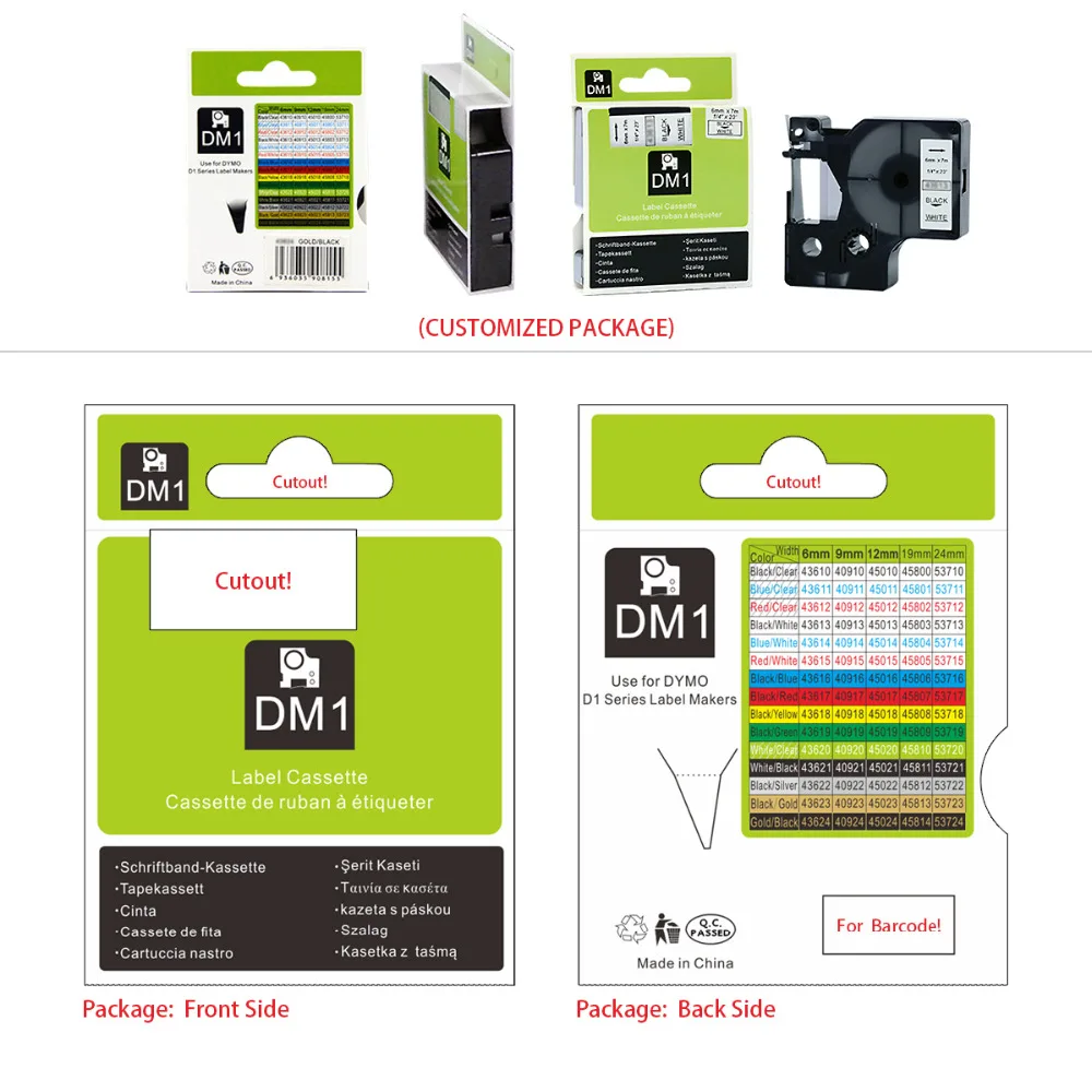 20 шт./лот 100% совместимый с DYMO лента для печати этикеток принтеров черный на белом