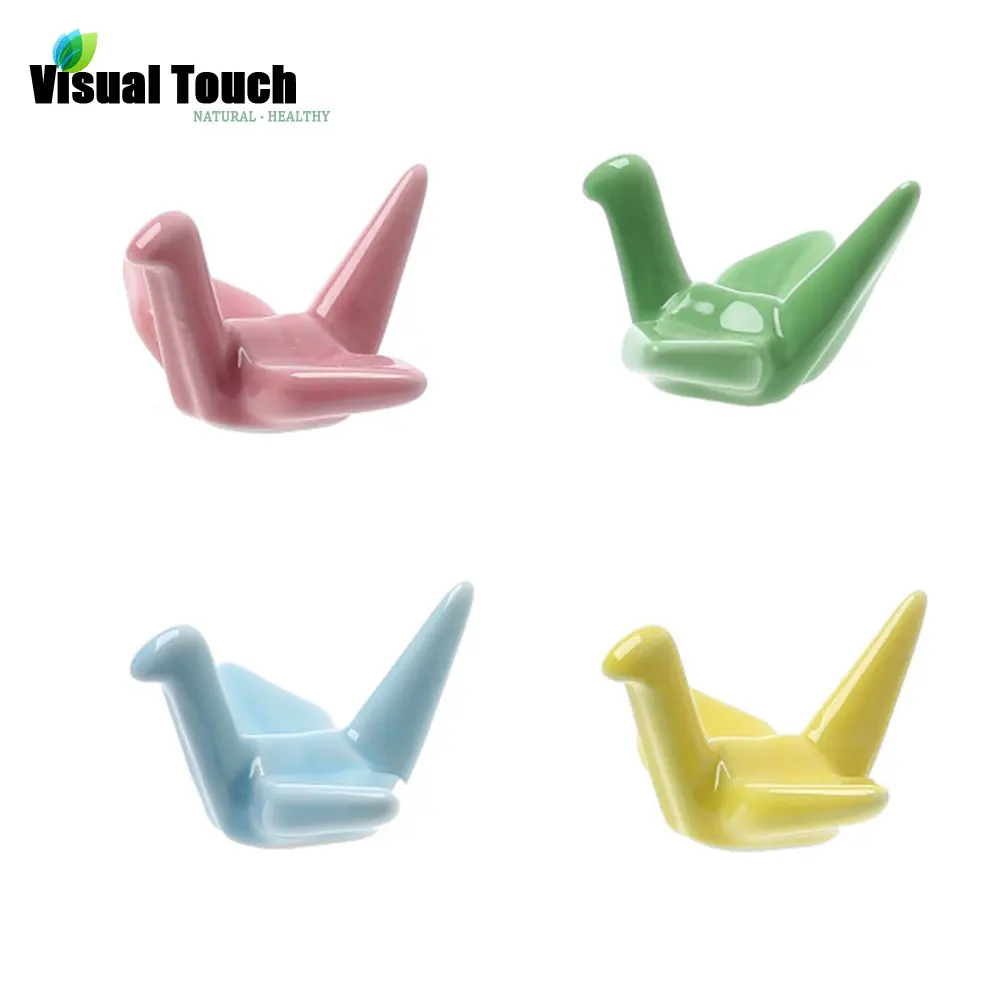 4pcs Mixed Color Визуальный контакт 4 шт./упак. с милым рисунком в виде птичек-оригами декоративная керамика держатель для палочек стеллаж Ложка Вилка отдых 5 цветов комбо - Цвет: 4pcs Mixed Color