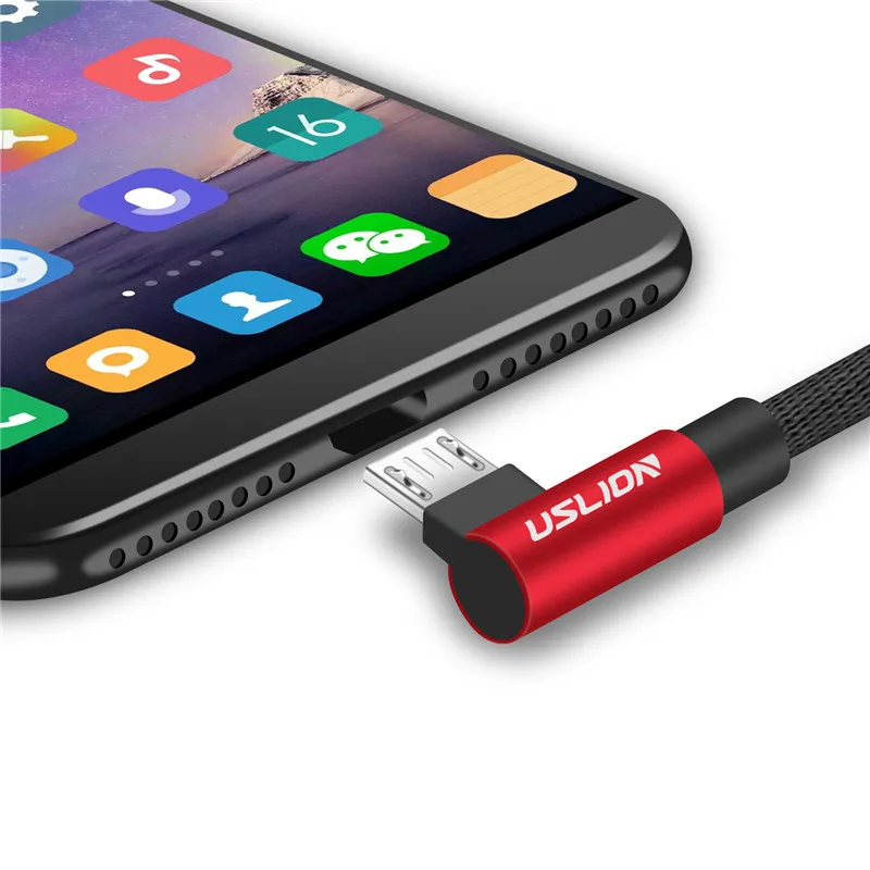 USLION Micro USB кабель для samsung Xiaomi huawei MEIZU Android L Тип MicroUSB Быстрая Зарядка Кабели адаптер данных кабель