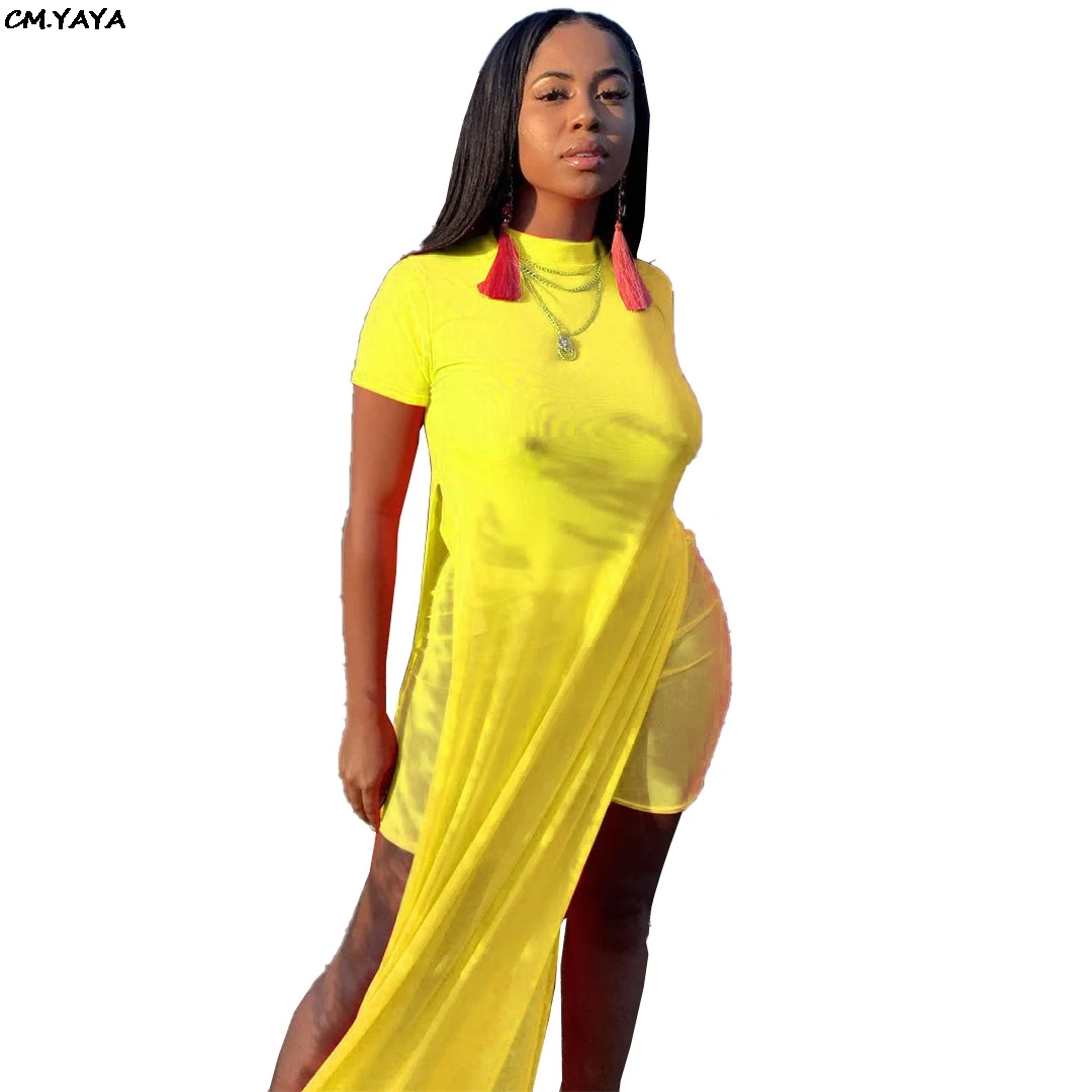 Новинка 2019 женский летний сетчатый прозрачный пикантный топ с разрезом сбоку и