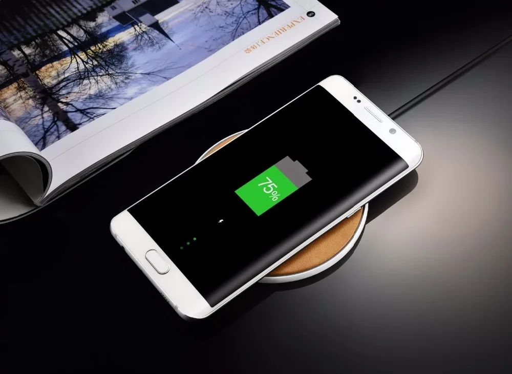 Беспроводное зарядное устройство iCarer для iPhone 8 беспроводное из натуральной кожи