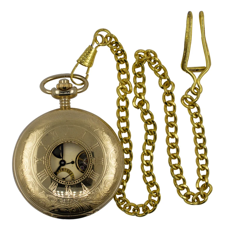 Ретро Античная старинные бронзовые Автоматическая карманные часы Мужчины