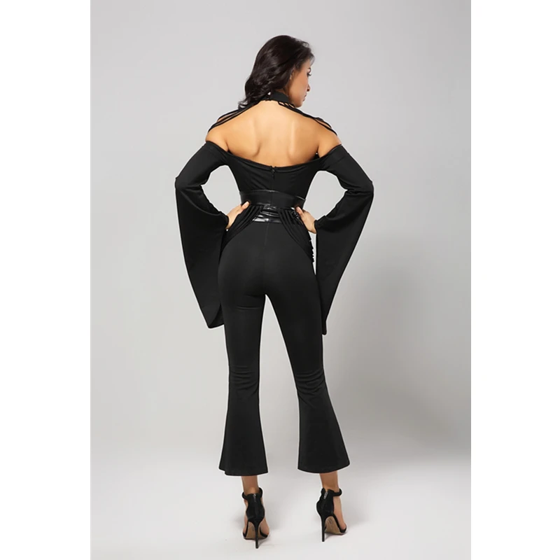 Leger Babe 2018 Новый женский комбинезон с повязкой открытыми плечами кисточка чокер