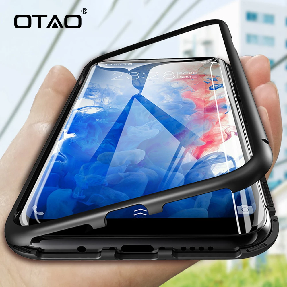 Магнитный металлический чехол OTAO 360 для Samsung Galaxy S9 S8 S10 Plus S7 Edge A5 задняя Магнитная