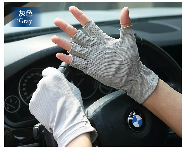 Противоскользящие перчатки с полупальцами унисекс, летние дышащие впитывающие пот перчатки с защитой от солнца, мужские и женские варежки SZ005W