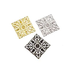 Бесплатная доставка, 10 шт., искусственные украшения, металлические поделки, подарочные украшения, сделай сам, квадратные искусственные полые 4x4 см