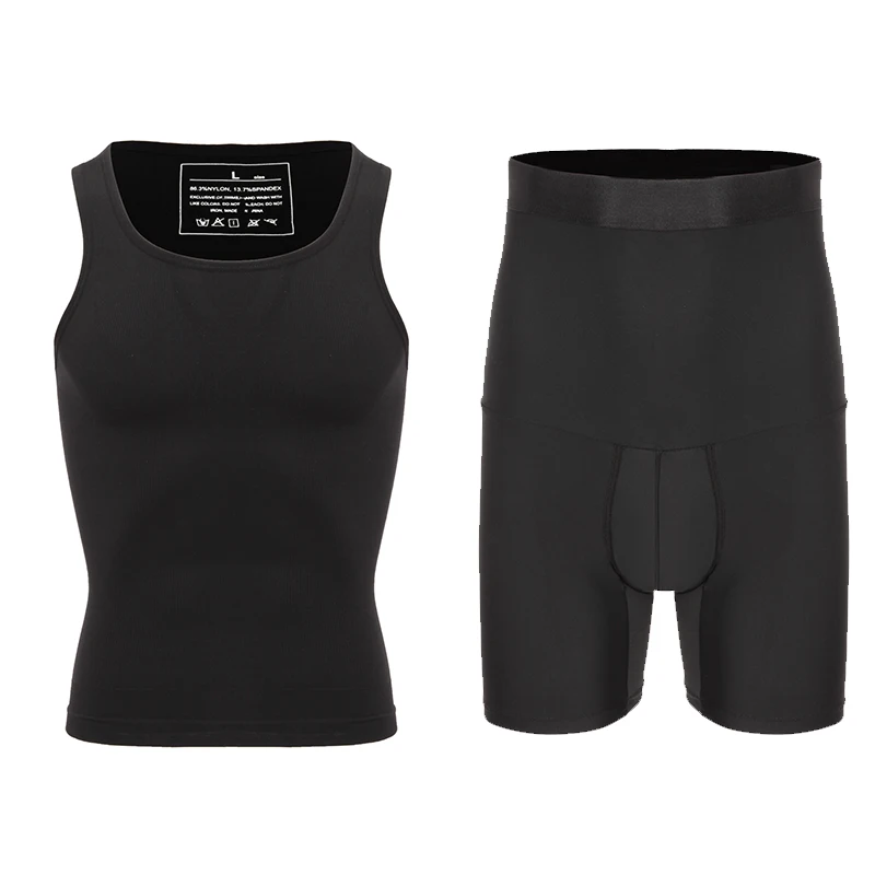 Black Vest Shorts VASLANDA, трусы-боксеры с высокой талией, Корректирующее Мужское нижнее белье для похудения, мягкие шорты, подштанники для увеличения живота, Короткие трусы, Корректирующее белье - Цвет: Black Vest Shorts