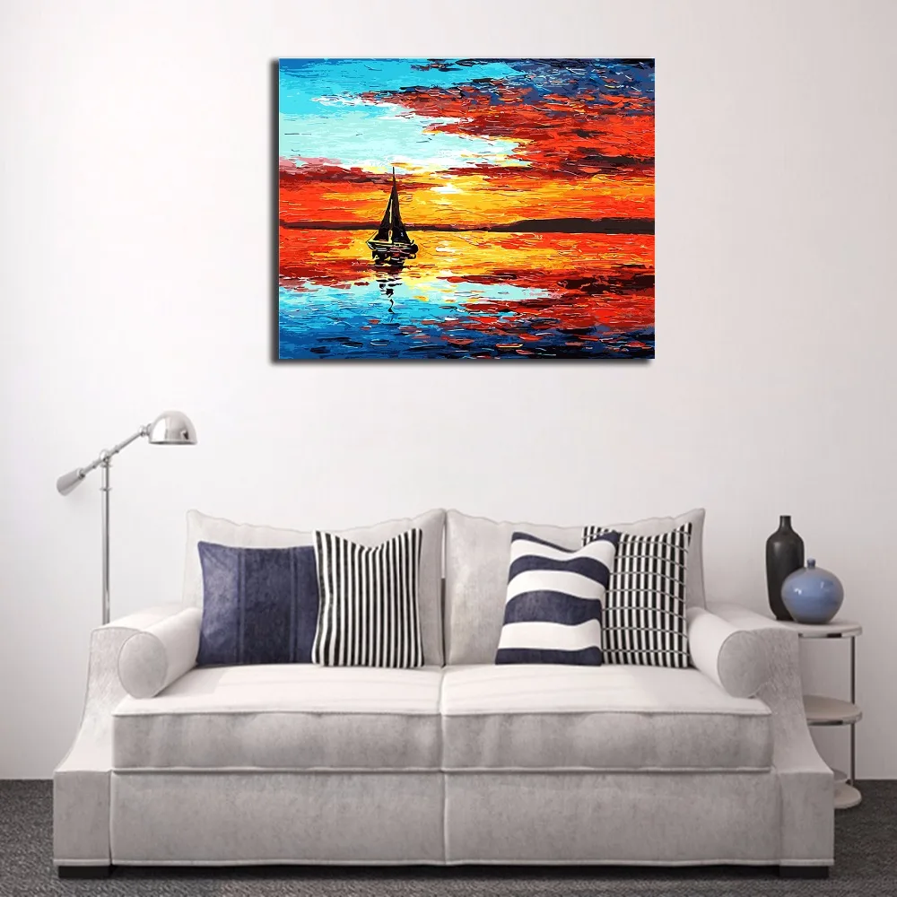 Оформлена декора стен фото картины по номерам ручной росписью на холсте Живопись