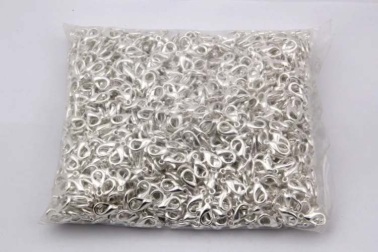 silver 100 шт./компл. 10/12/14 мм Поворотная Застежка типа "Лобстер" для кольцо для ключей Цепочки и ожерелья цепь Золотая Бронза с серебристым покрытием легированные с застёжкой "Лобстер" крючок "сделай сам" - Цвет: silver