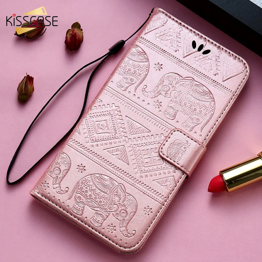 Кожаный чехол бумажник KISSCASE для Samsung S7 S8 Plus S6 Edge книжка с держателем карт Galaxy S5 S4 Note